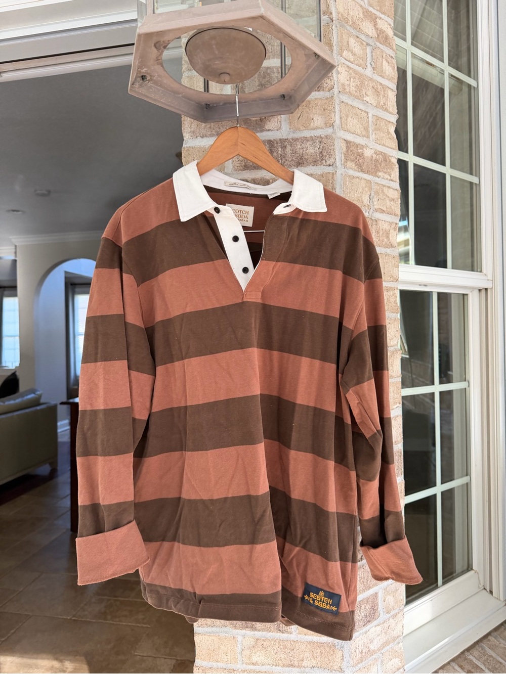 Scotch & Soda Brown and Rust Striped Rugby Polo